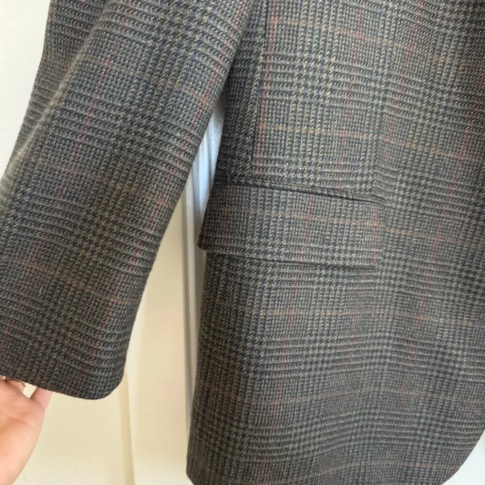 Brooks Brothers 346 Cashmere Wool Blend plaid blazer sz 46 Regular